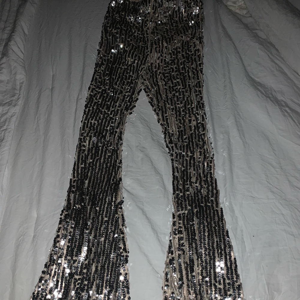 Sequin bootleg pants